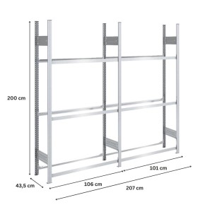 PROREGAL Reifenregal Tire Pro, verzinkt, 200x200x43 cm, 3 Ebenen für bis zu 30 Reifen.