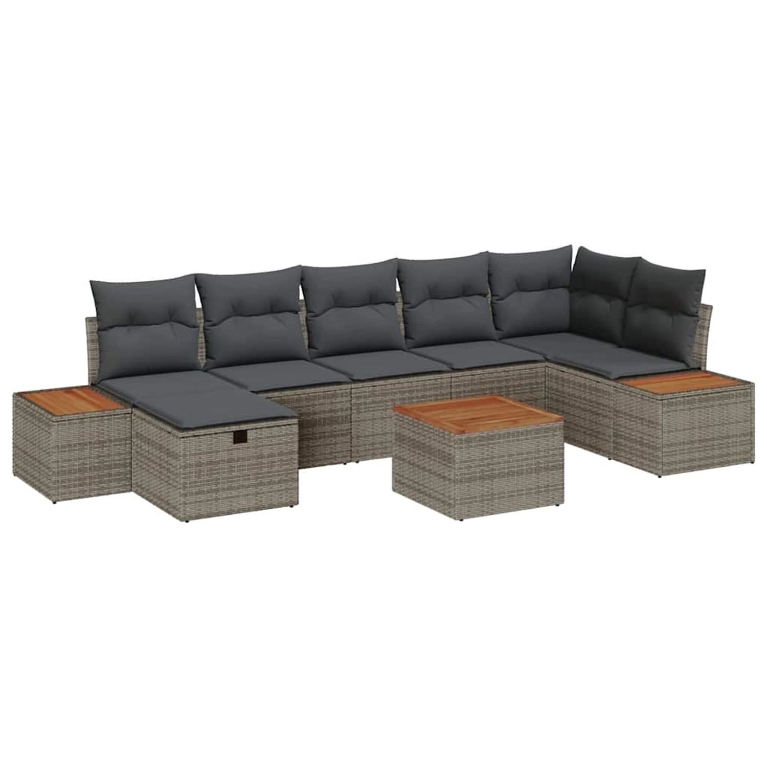 vidaXL Garten-Sofa-Set mit Kissen 8-Tlg Grau Poly Rattan 3359646 günstig online kaufen