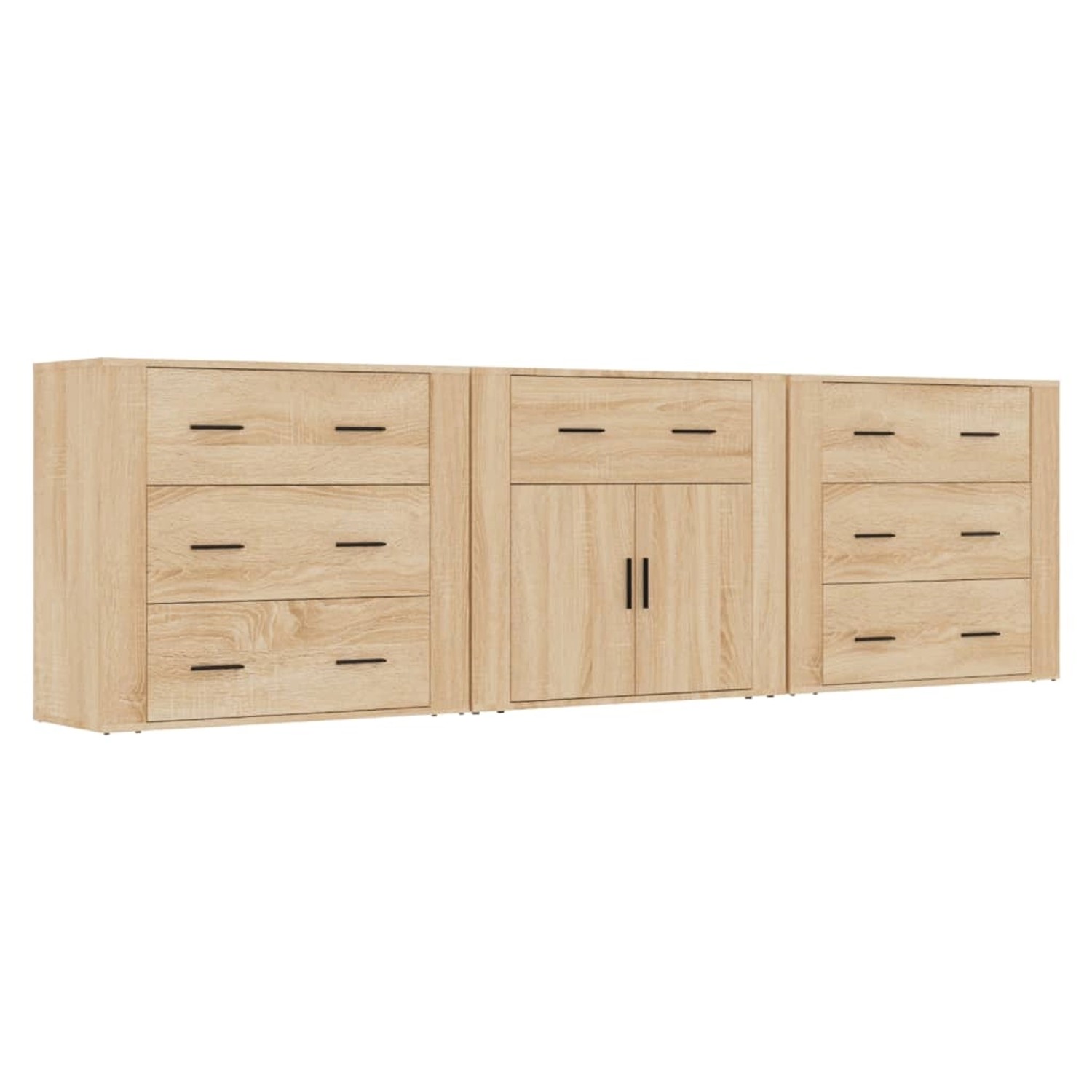 vidaXL Sideboards 3 Stk Sonoma-Eiche Holzwerkstoff 3185426