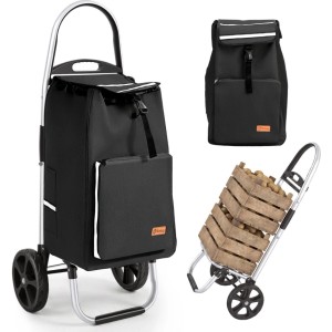 Sekey Einkaufstrolley, faltbarer Handwagen, 50L, schwarz. Ideal für Einkäufe und Transporte.