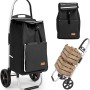 Sekey Einkaufstrolley, faltbarer Handwagen, 50L, schwarz. Ideal für Einkäufe und Transporte.