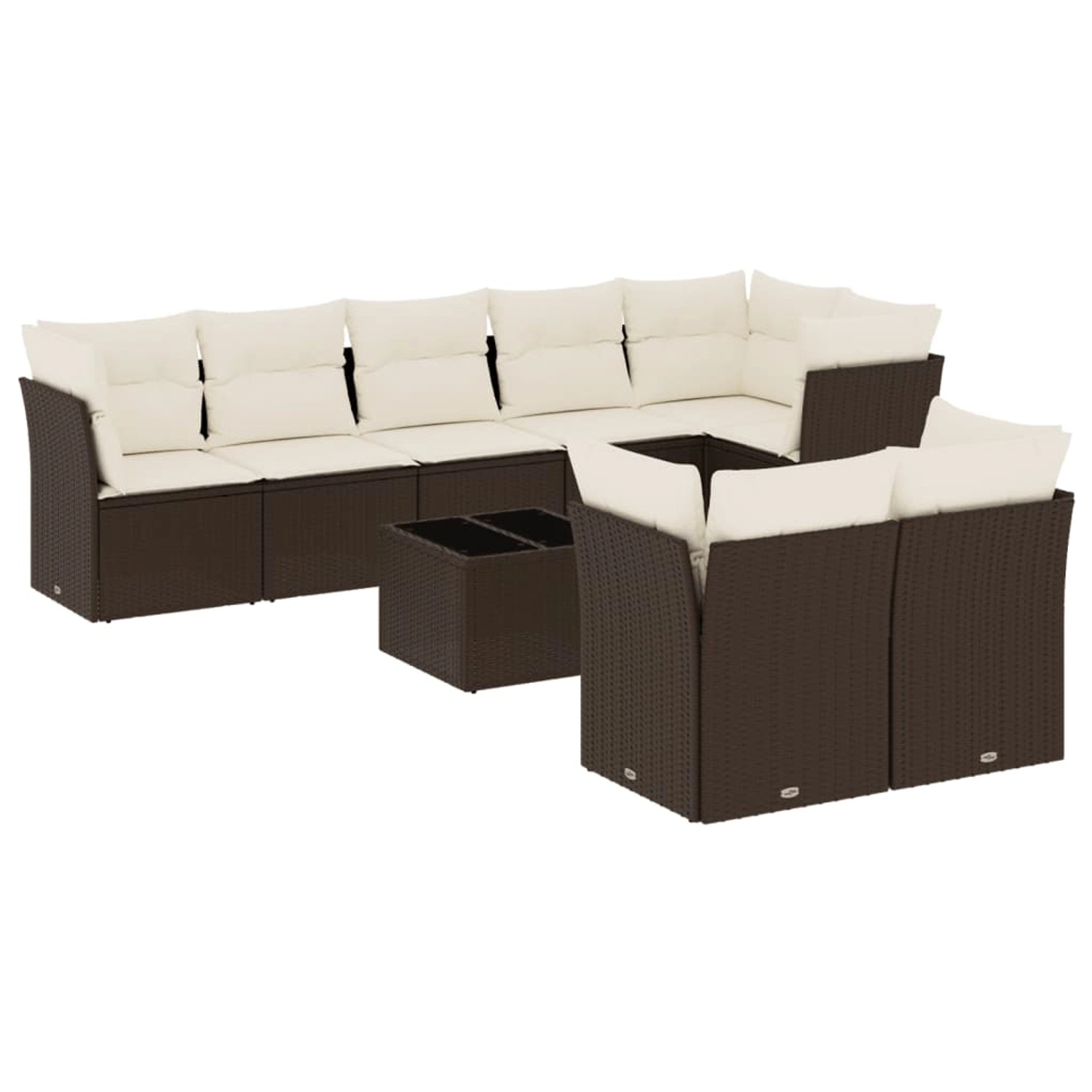 vidaXL 9-Tlg Garten-Sofagarnitur mit Kissen Braun Poly Rattan 3249762 günstig online kaufen