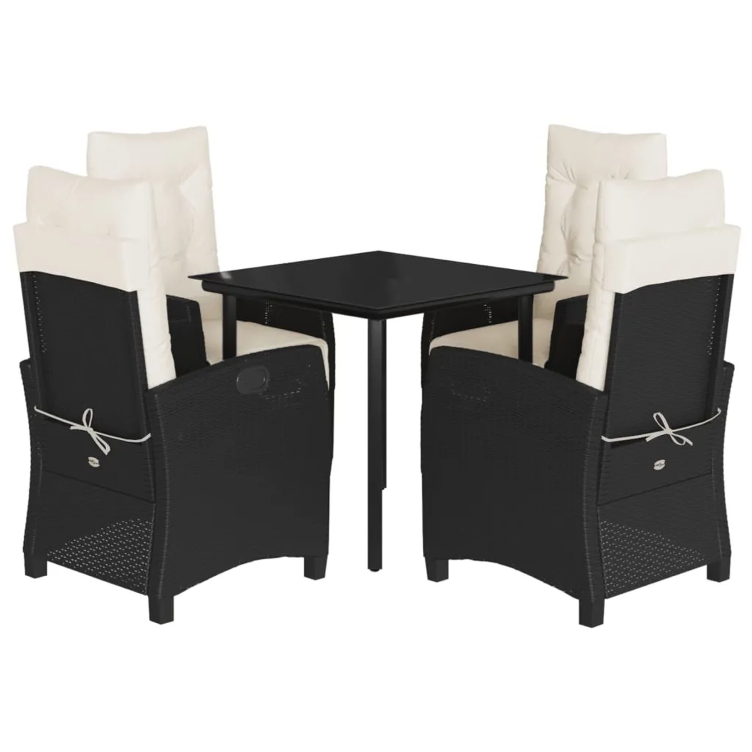 vidaXL 5-Tlg Garten-Essgruppe mit Kissen Schwarz Poly Rattan 3212954