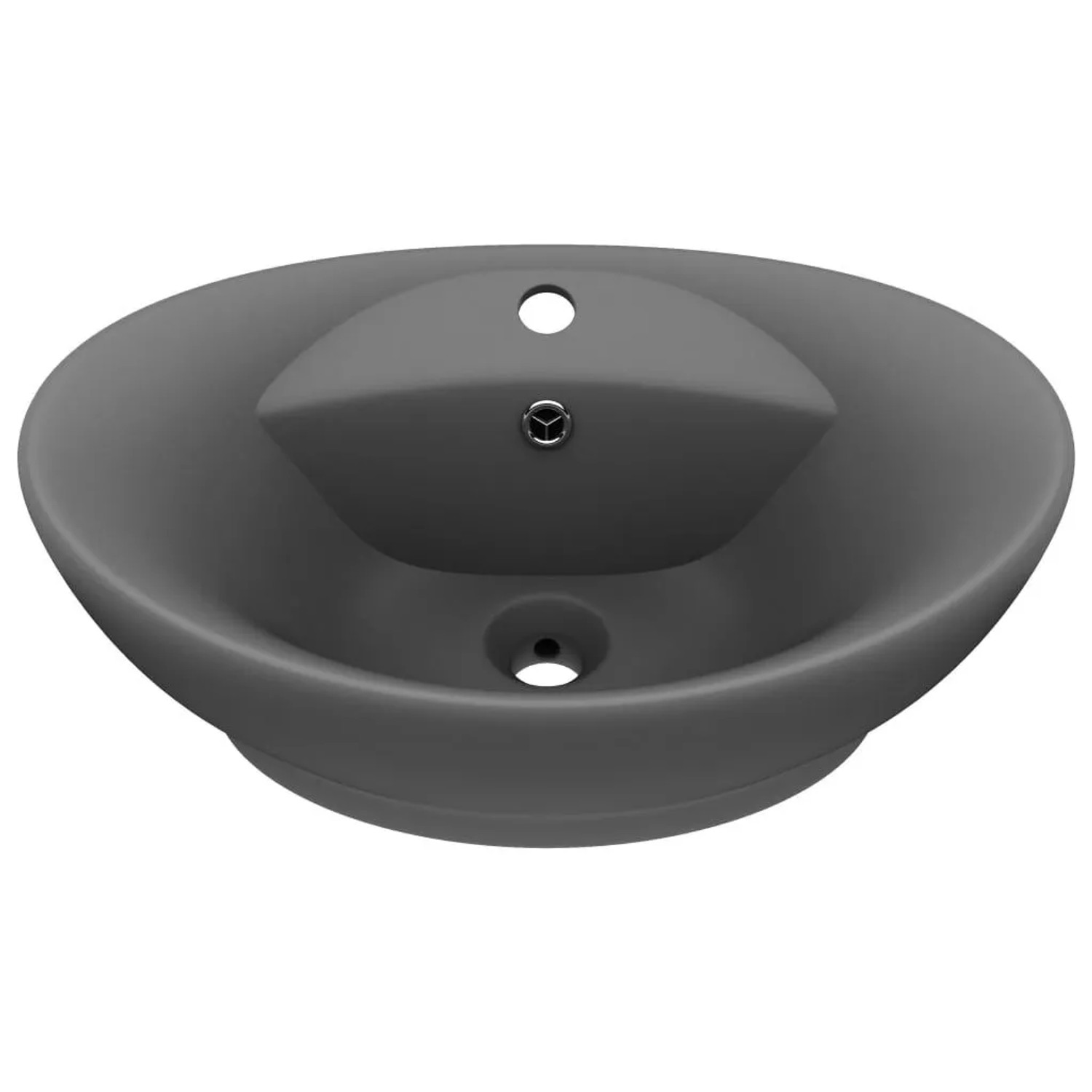 vidaXL Luxus-Waschbecken Überlauf Matt Dunkelgrau 58,5x39cm Keramik 146939