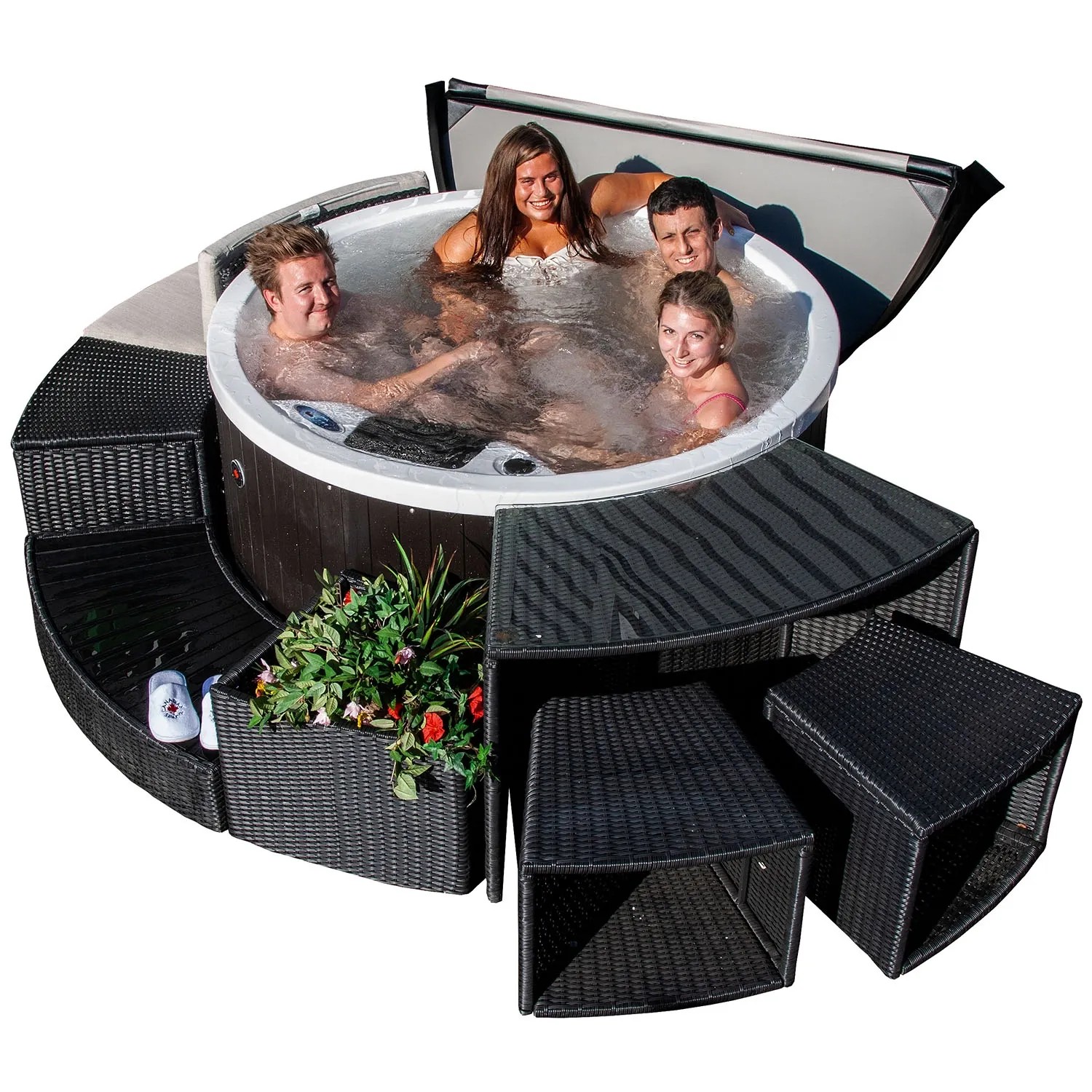 Canadian Spa Stufe Braun für runde Whirlpools 112 cm x 50 cm x 20 cm_10