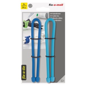 Fix-o-moll Kabelbinder, 31 cm, blau, 2er-Pack. Wiederverwendbare Haushaltshelfer.