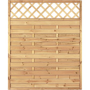 T&J Sichtschutzzaun Maxi-Massiv-Ranki, grün, 150x180cm. Holzzaun mit Rankgitter für Garten und Terrasse.