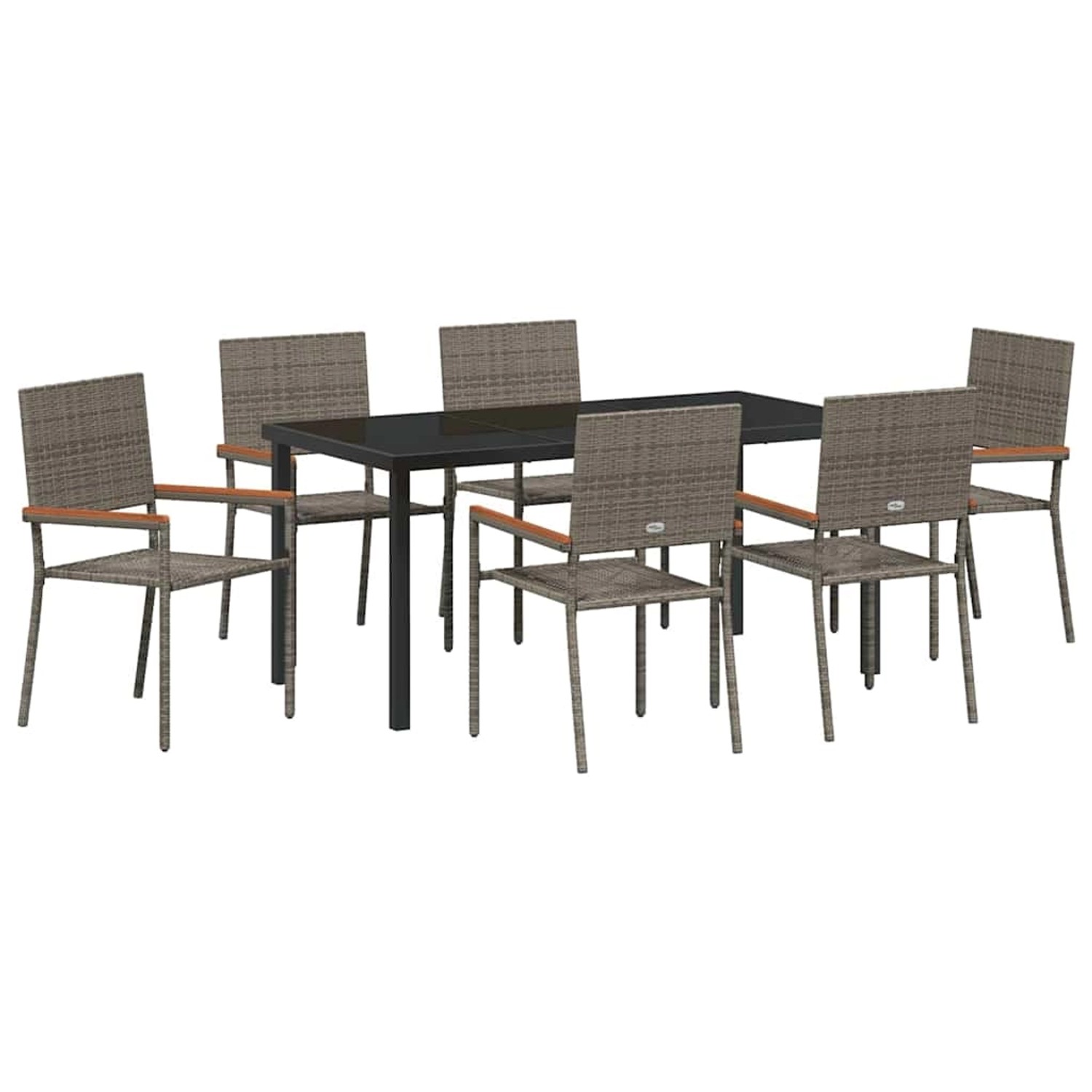 vidaXL Garten Essgruppe 7-Tlg Grau Poly Rattan 3379713 günstig online kaufen