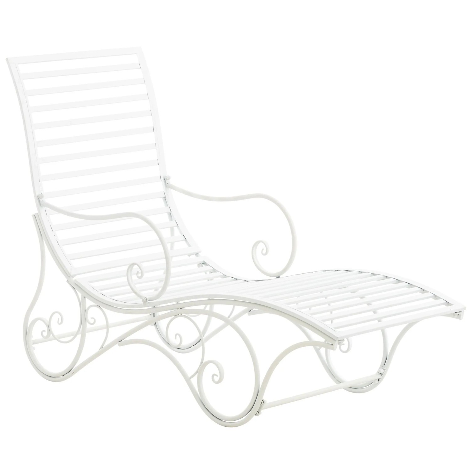 DELUKE Gartenliege SENTA Antik 58x140x101cm Metall Weiß Sonnenliege Strandliege