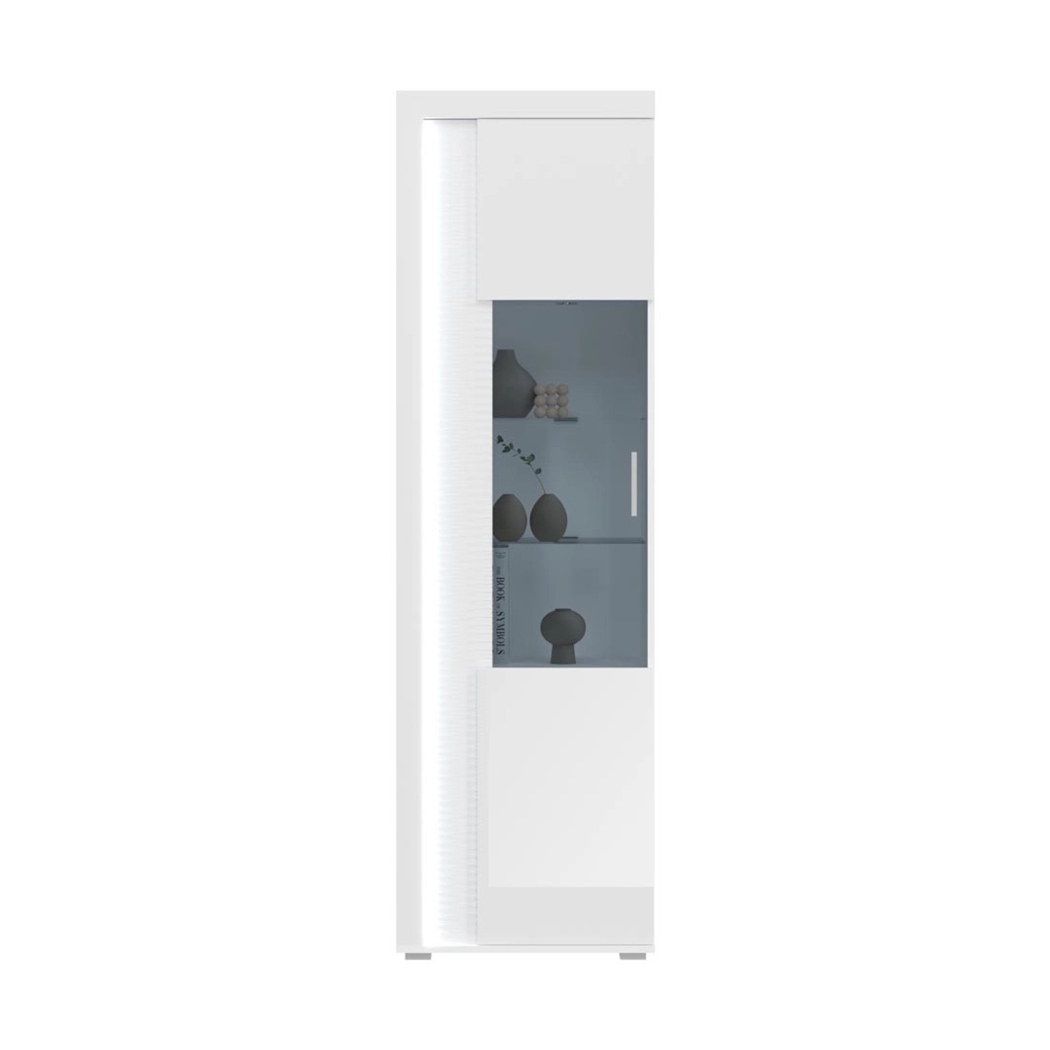 ebuy24 Skylight Vitrinenschrank 1 Tür mit Licht Hochglanz Weiß Glas Grau We günstig online kaufen