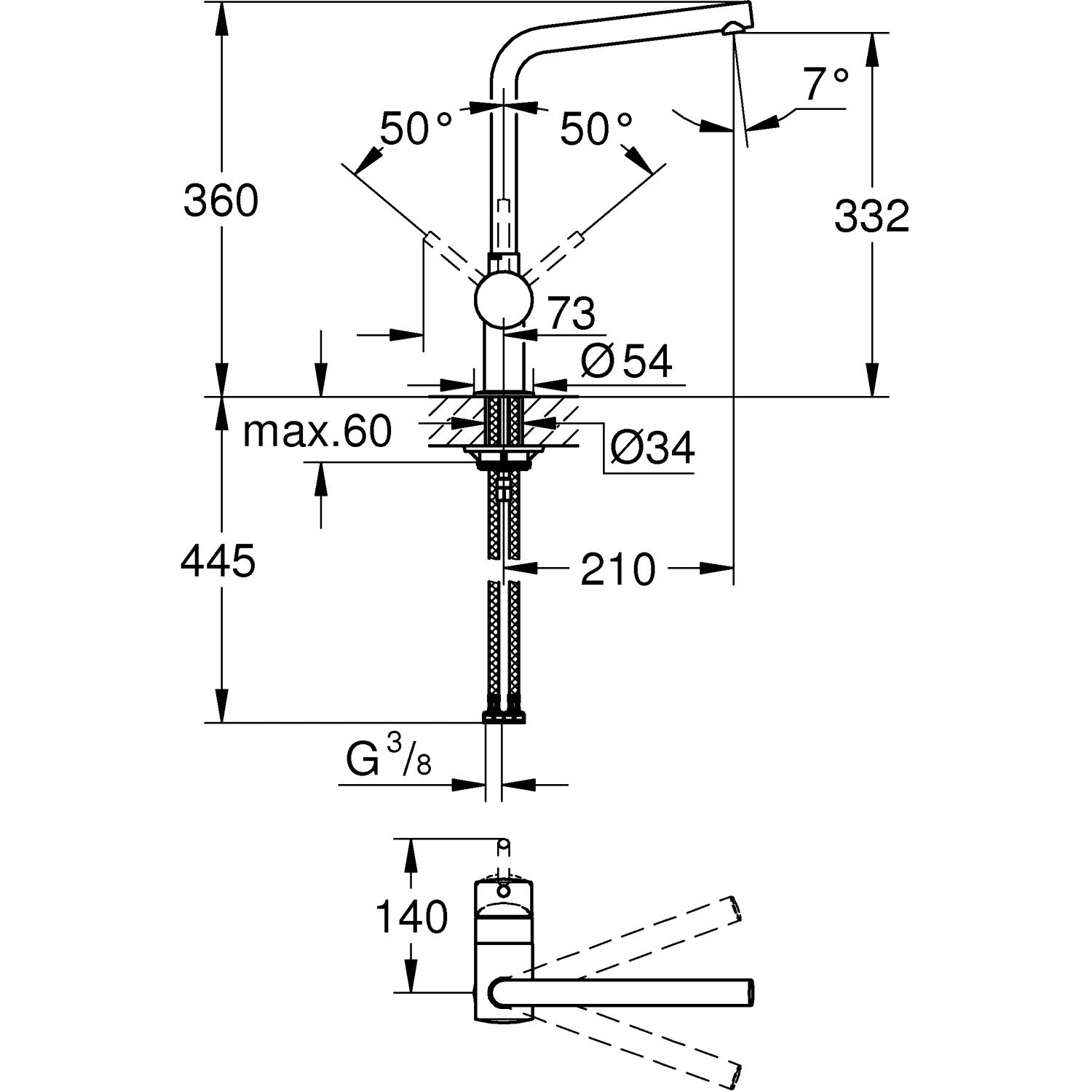 Grohe Einhand-Spültischbatterie Minta Chrom 12,5mm (1/2