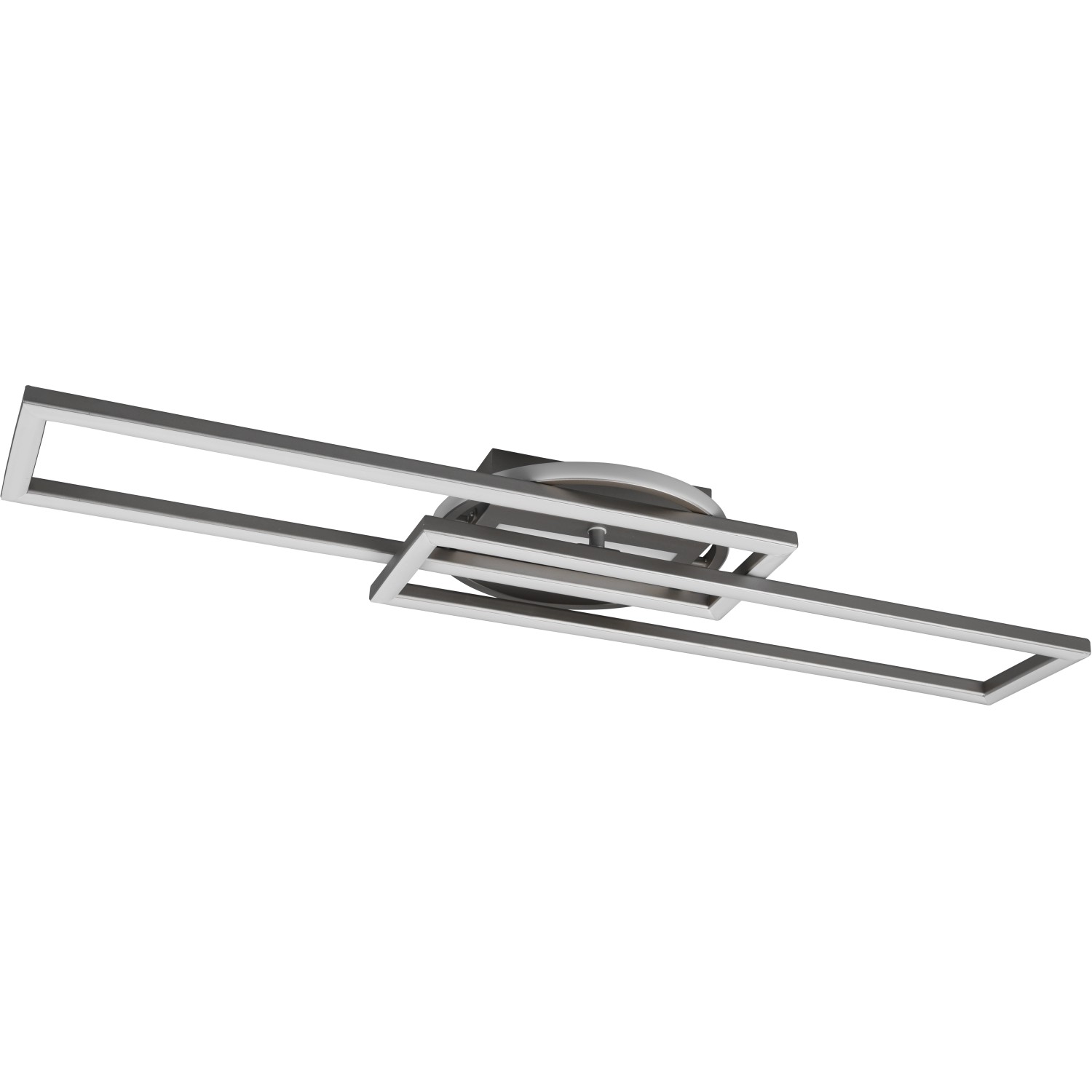 Moderne LED Deckenleuchte Twister in Nickel matt mit außergewöhnlichem Design für Wohnräume.