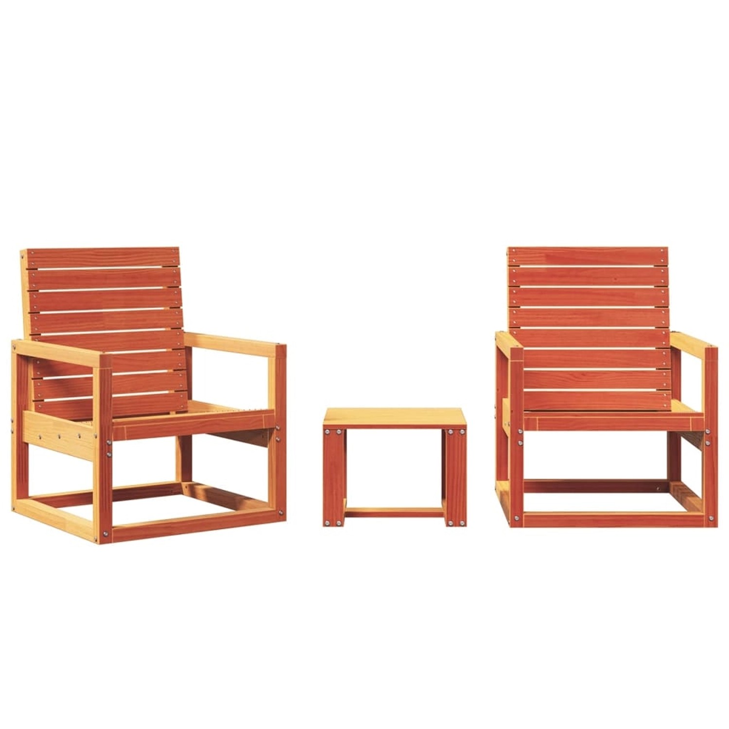vidaXL 3-Tlg Garten-Lounge-Set Wachsbraun Massivholz Kiefer 844646