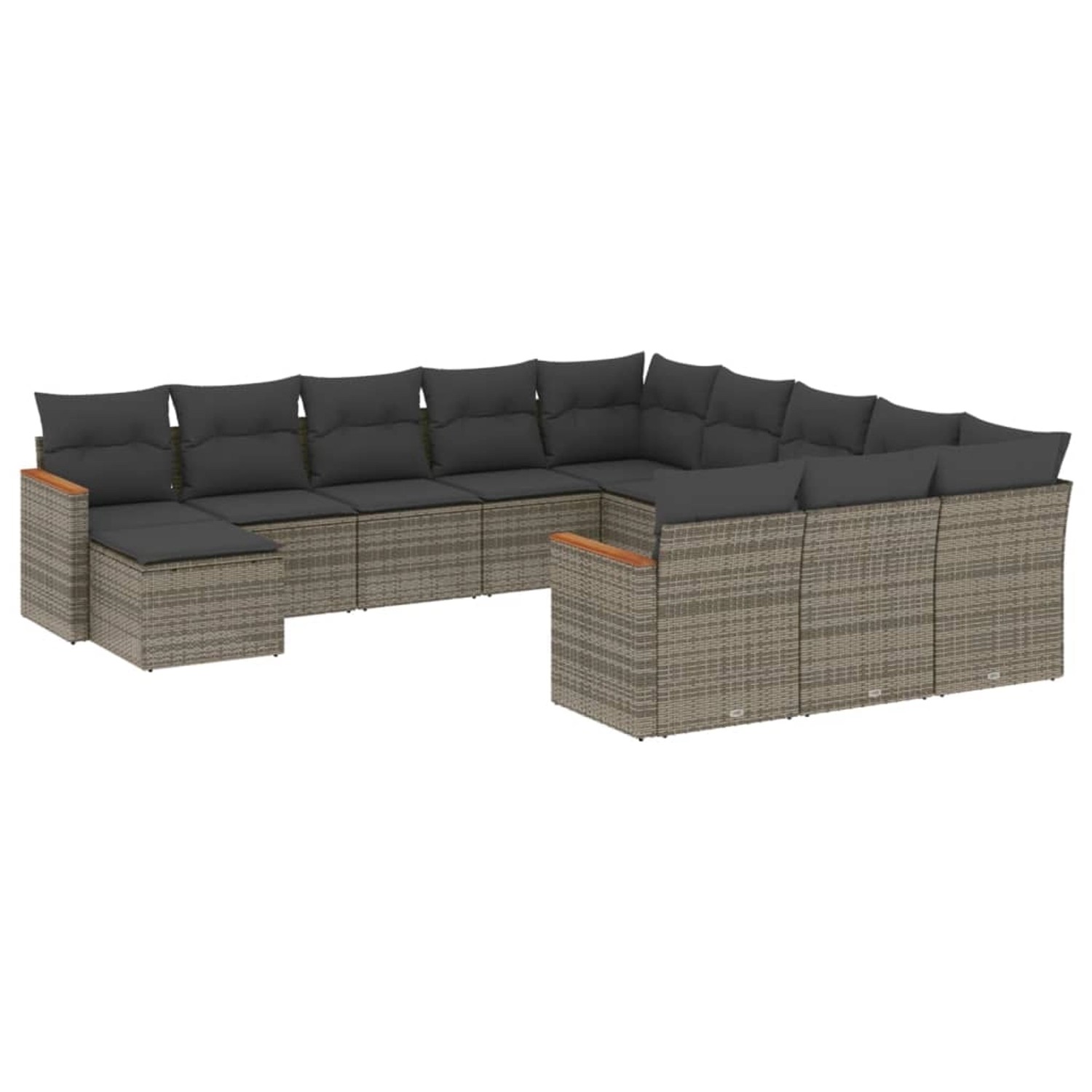 vidaXL 12-Tlg Garten-Sofagarnitur mit Kissen Grau Poly Rattan 3258987 günstig online kaufen