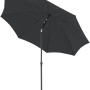 Anthrazitfarbener Doppler Marktschirm (Ø 208 cm) mit Handöffner und stabilem Aluminiumgestell.