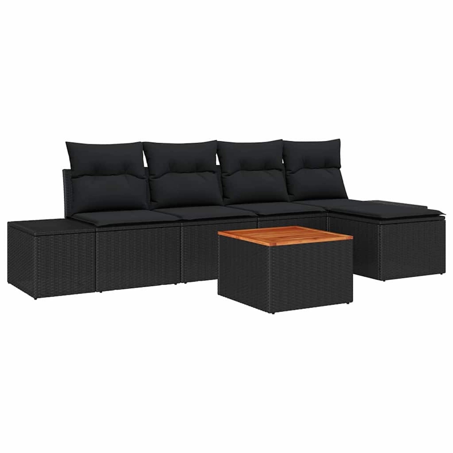 vidaXL Garten-Sofa-Set 6-Tlg Schwarz 3356616 günstig online kaufen
