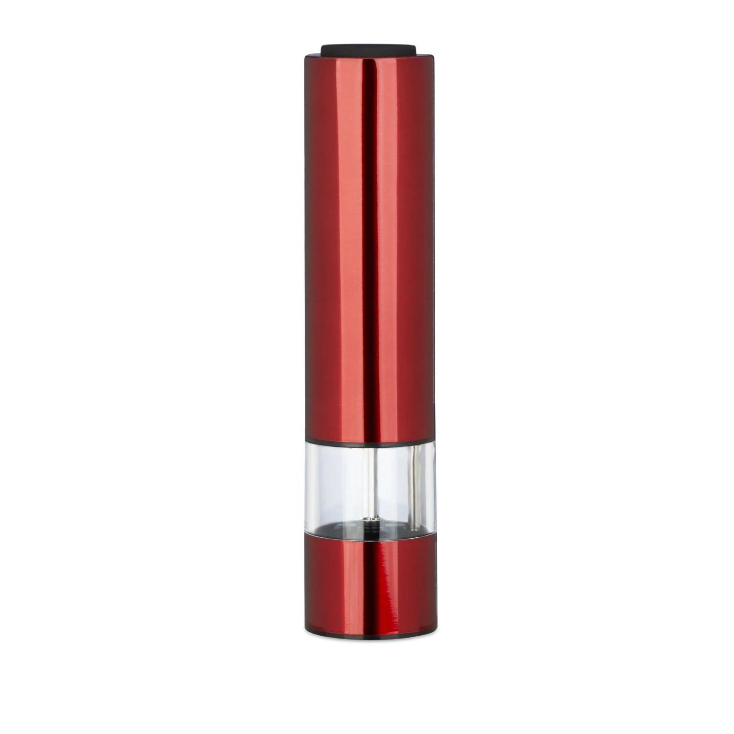 Relaxdays Pfeffer und Salzmühlen 2er Set Edelstahl Rot Elektrisch Verstellbar LED Licht 22 cm x 5 cm x 5 cm