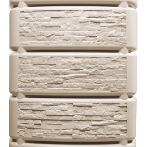 4rain Wandtank Slim Stone Decor 350 l in Sandbeige, Detailansicht der Steinoptik.