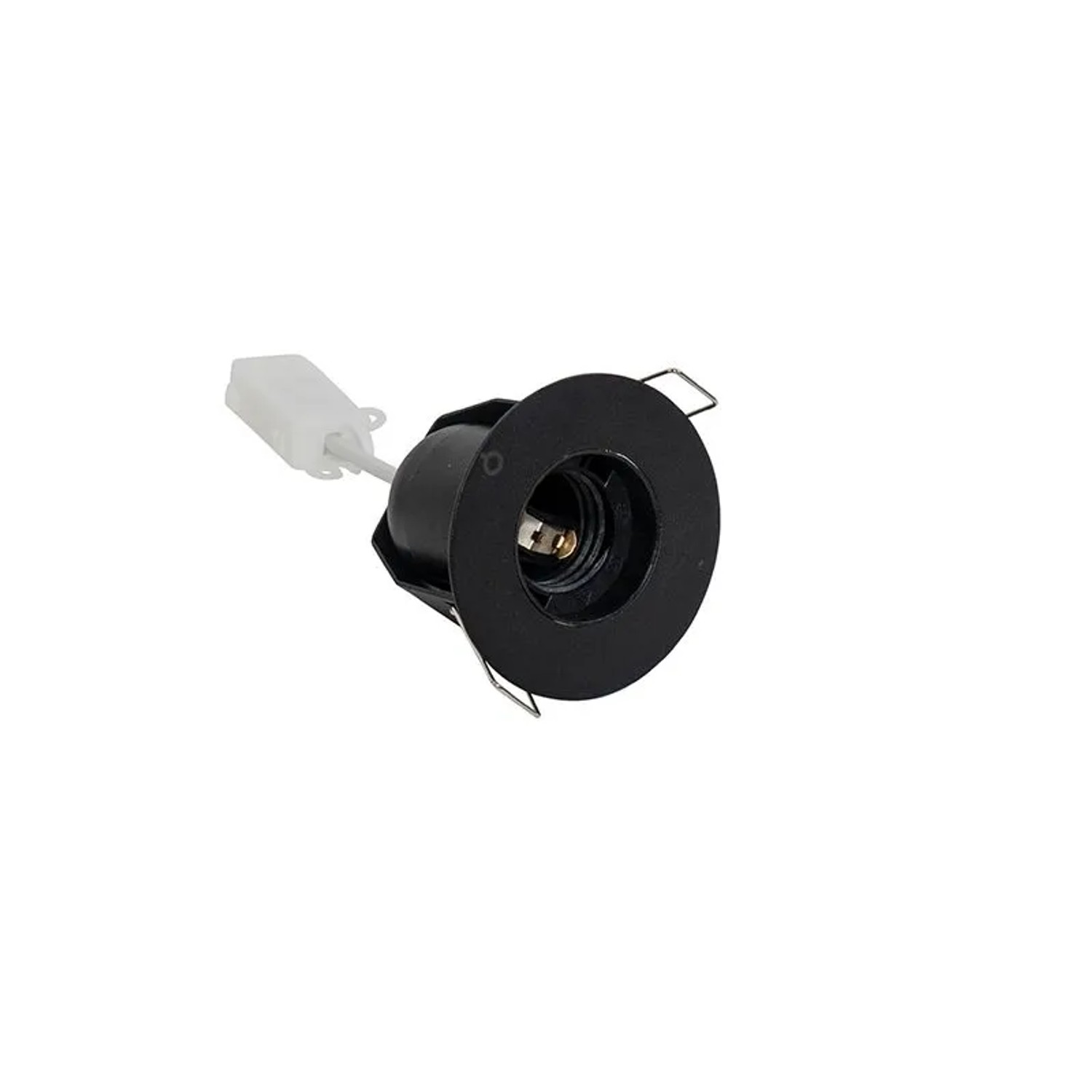 Schwarzer, runder QAZQA Einbaustrahler Insight für E27 Leuchtmittel. Lampe für Deckenmontage.