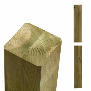 Kiefer Zaunpfosten aus Leimholz, druckimprägniert, 9x9x238 cm, für Zaunbau & Sichtschutz.