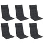 6 schwarze Hochlehner-Auflagen aus Oxford-Gewebe, gepolstert, mit Kopfpolster für Gartenstühle.