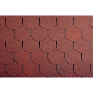 Rote Bitumen-Biberschindeln als Dacheindeckung, 2 m² Paket.