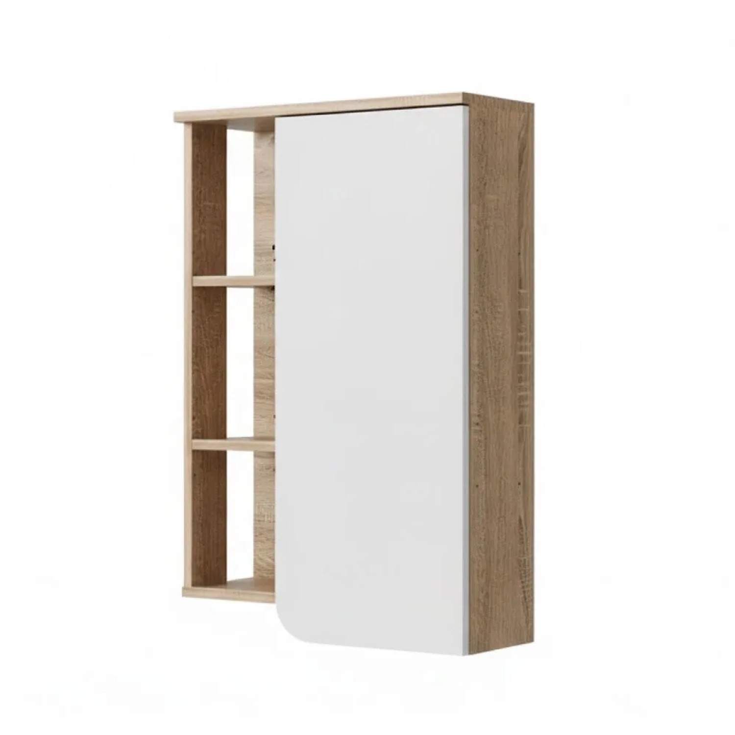 Vicco Badschrank Karen Sonoma Weiß 50 x 75 mit Tür und Offenen Fächern