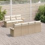 Beiges 8-teiliges vidaXL Garten-Sofa-Set aus Polyrattan. Modulares Lounge Set für Terrasse und Garten.