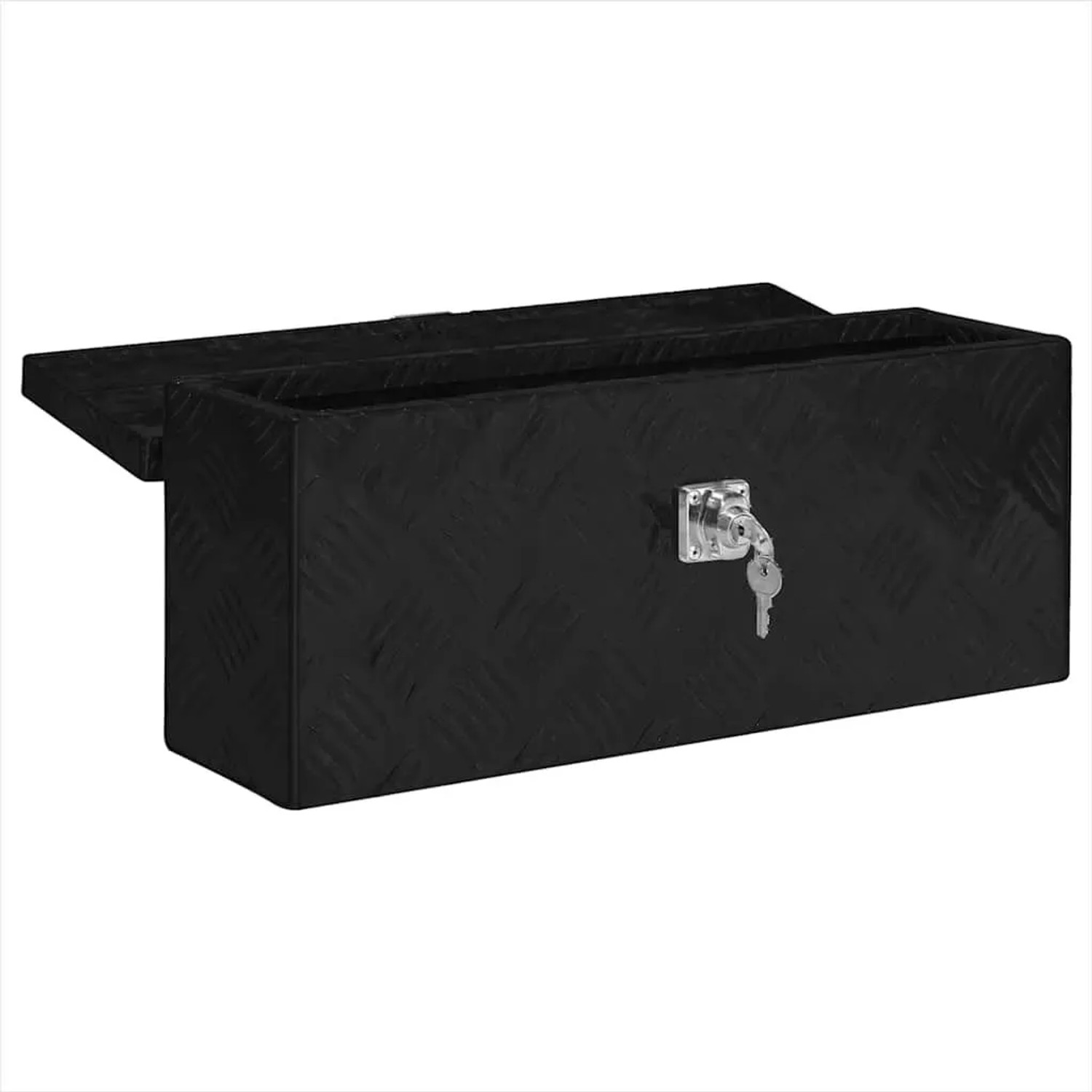 DELUKE Aluminiumbox Mit Deckel Abschließbar Alubox Deichselbox Alu Anhängerbox Werkzeugkiste Transportbox Metallkiste 50x15x20,5cm Schwarz_3
