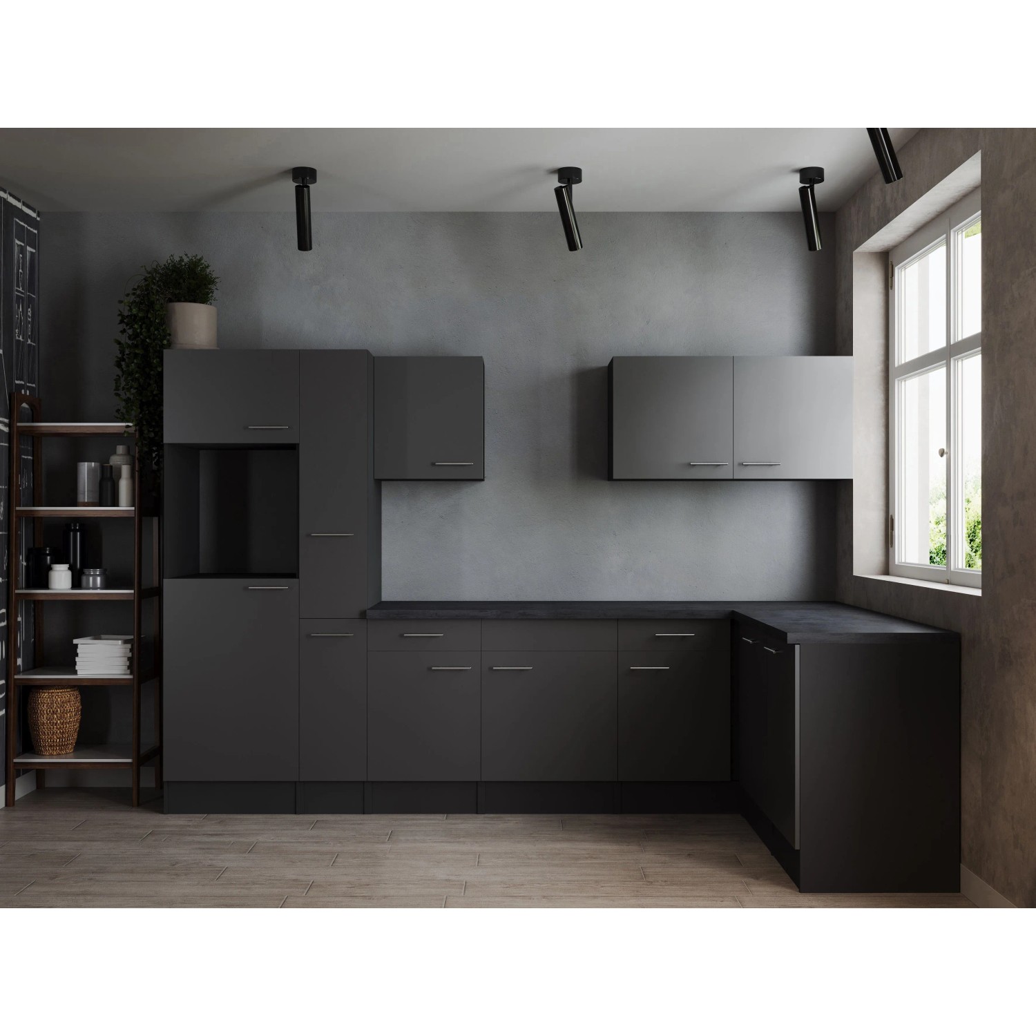 Respekta Winkelküche Oliver 310 cm Grau ohne E-Geräte
