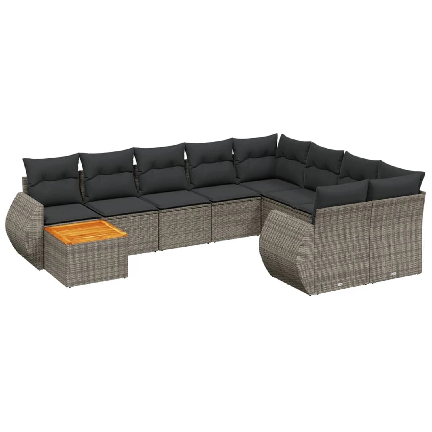 vidaXL 10-Tlg Garten-Sofagarnitur mit Kissen Grau Poly Rattan 3225171
