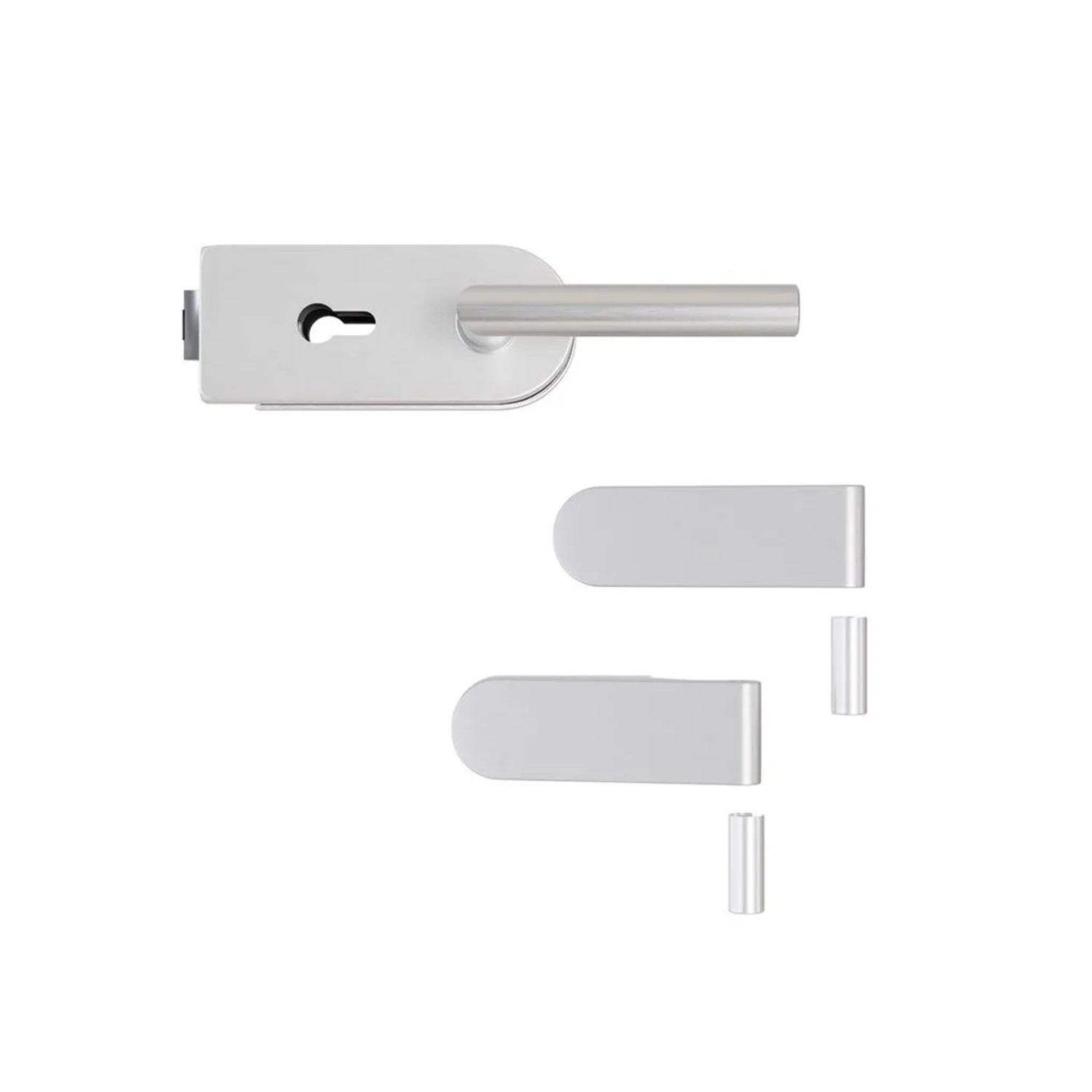 Hansaglas Glastürbeschlag Studio Profilzylinderschloss Gerundet Glastür Beschlag-Set Aluminium