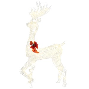 Beleuchtetes LED Rentier, 150 cm, mit Geweih und roter Schleife. Ideal als Weihnachtsdeko für Garten & Outdoor.