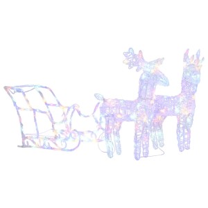 vidaXL Rentiere & Schlitten Weihnachtsdekoration 160 LEDs 130 cm Acryl 328522