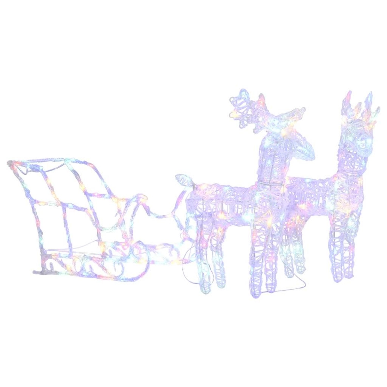vidaXL Rentiere & Schlitten Weihnachtsdekoration 160 LEDs 130 cm Acryl 328522