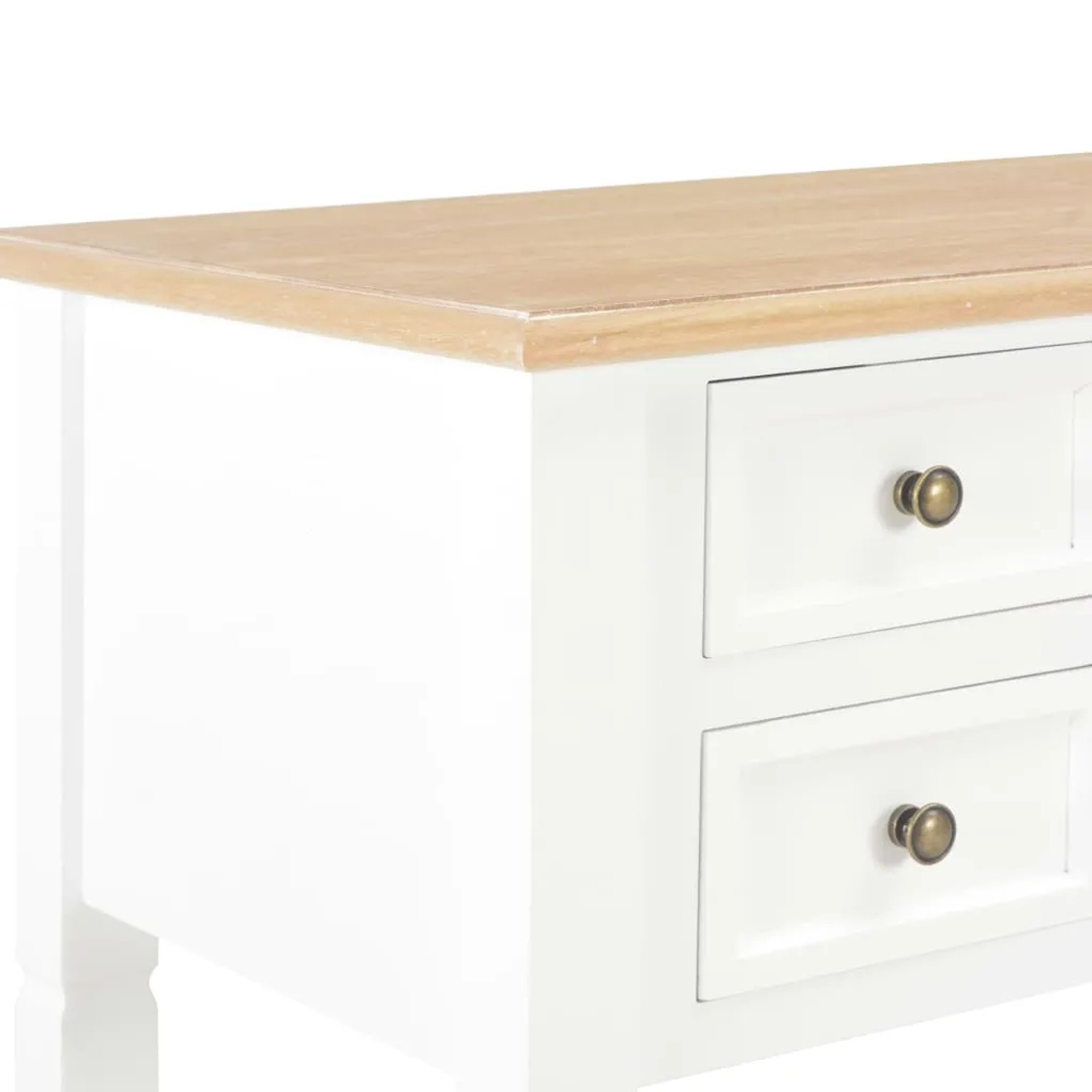 Weißer Holz Schreibtisch vidaXL mit Schubladen und hellbrauner Tischplatte.