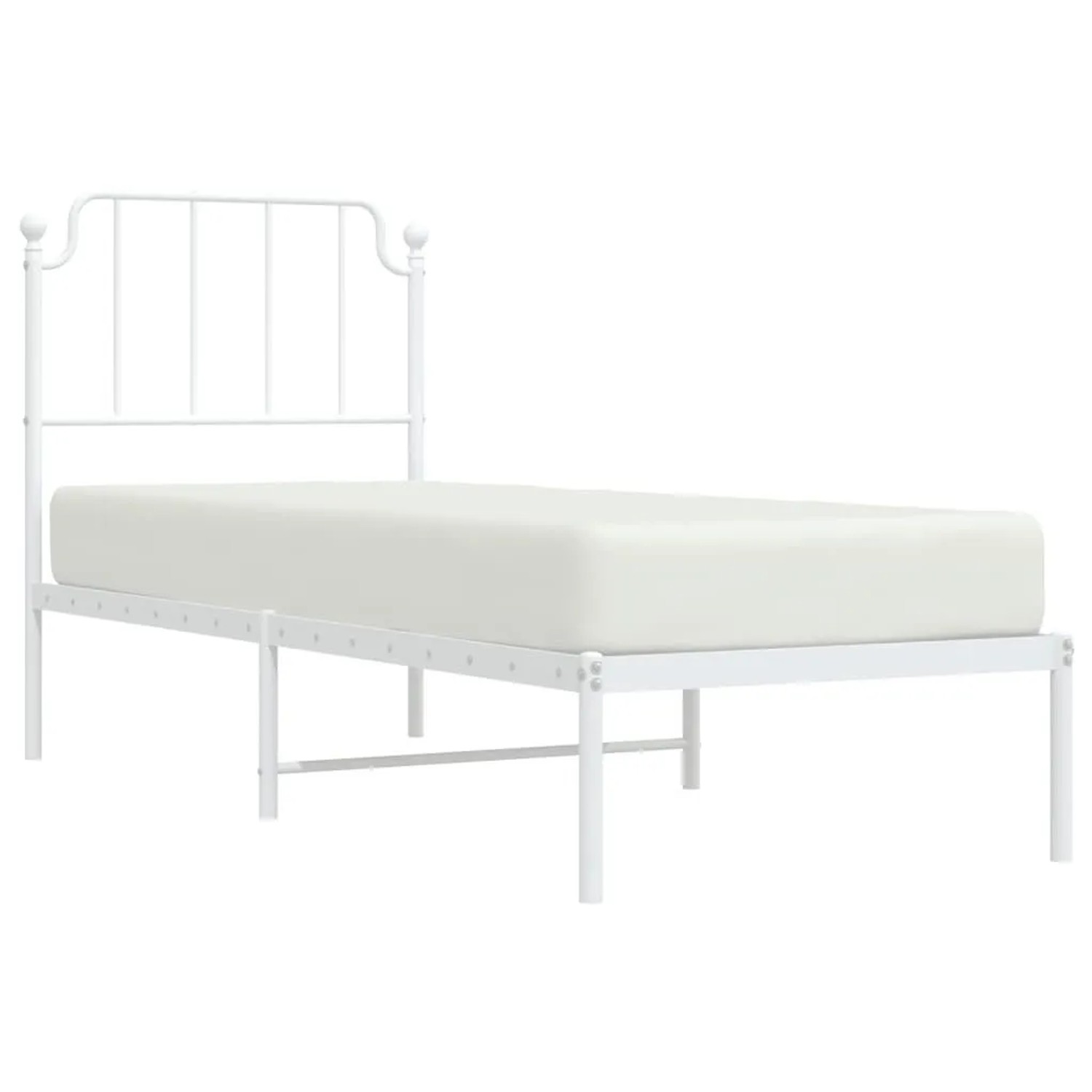vidaXL Metallbett ohne Matratze mit Kopfteil Weiß 75x190 cm 373926