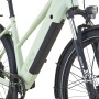 Prophete E-Bike ATB Stack 2.9, 29 Zoll, salbeigrün matt. Detailaufnahme von Rahmen, Federgabel und Reifen.