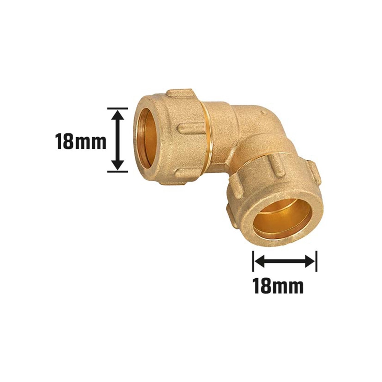 Klemmring-Winkel, Ø 18 mm, aus Messing für Rohrsysteme.