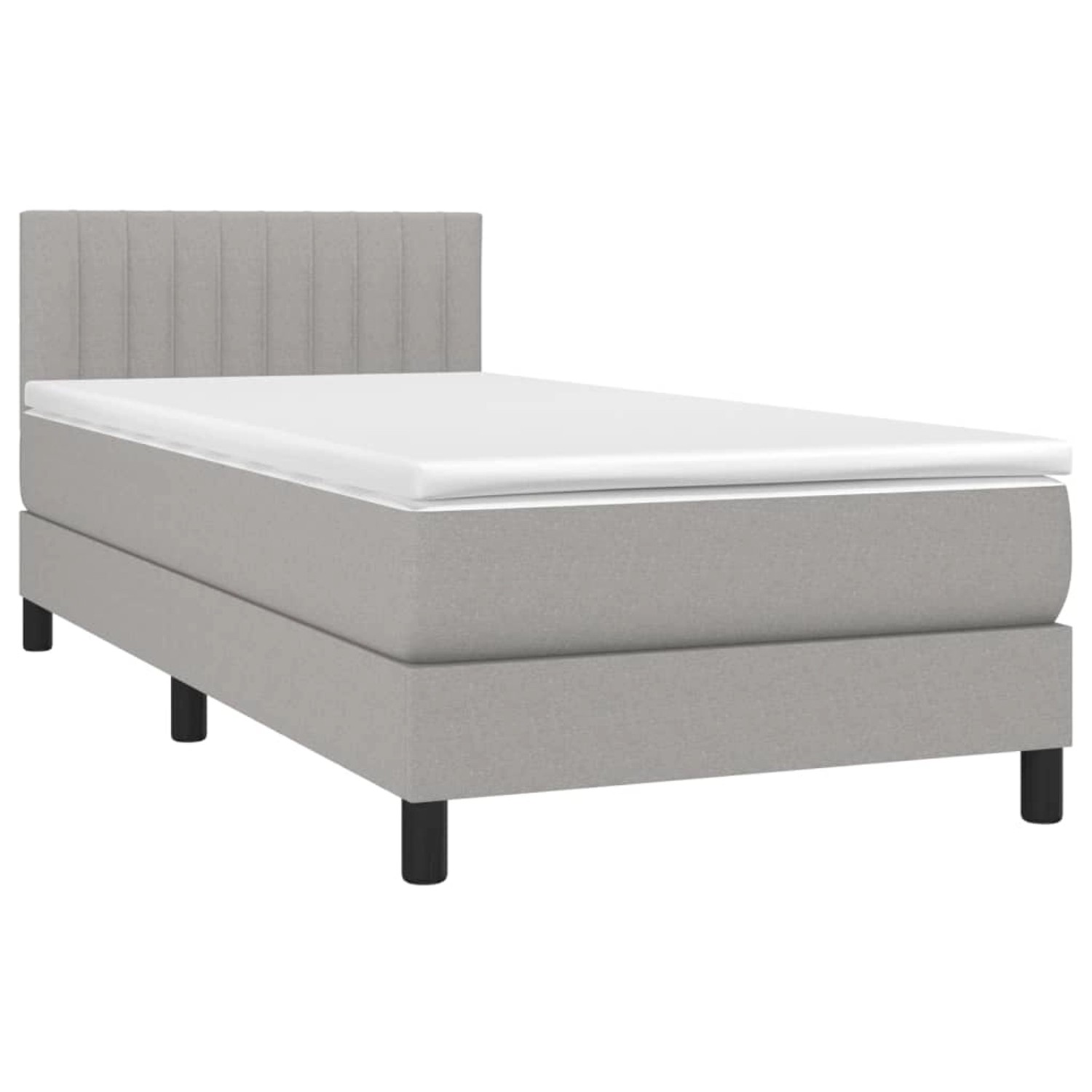 vidaXL Boxspringbett mit Matratze & LED Hellgrau 90x190 cm Stoff 3133277 günstig online kaufen