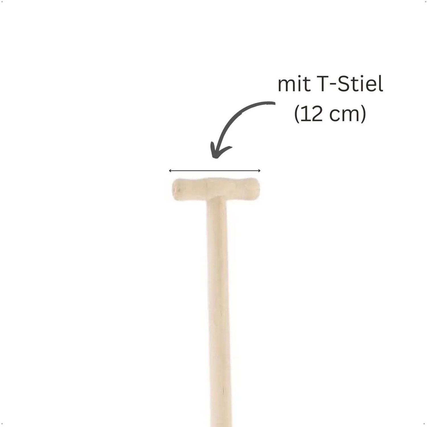 Galaflor Damenspaten: Detail des 12 cm T-Stiels aus Holz. Robuster Griff für Gartenspaten.
