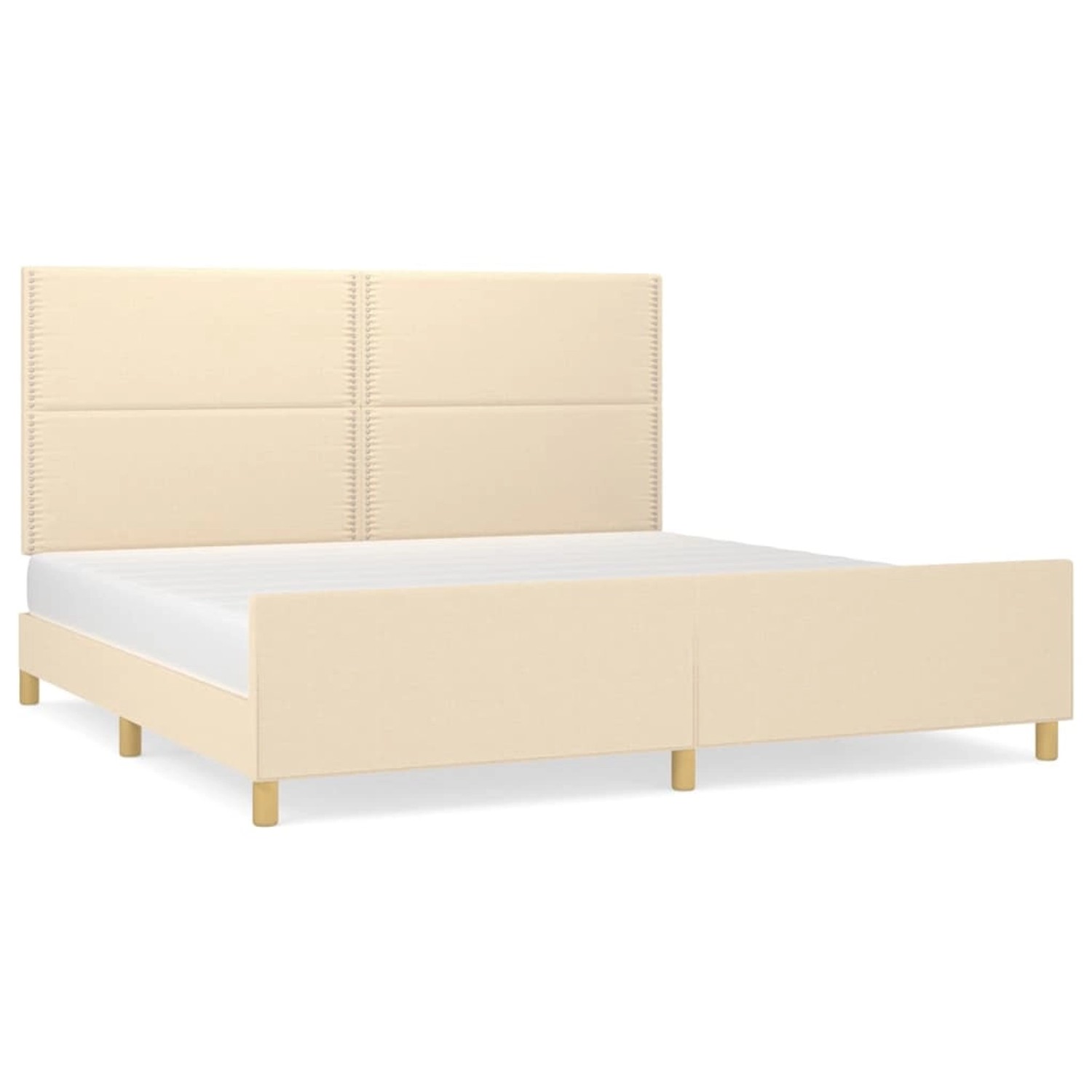 vidaXL Bettgestell Bettrahmen mit Kopfteil Creme 200x200 cm Stoff Bett Bett günstig online kaufen