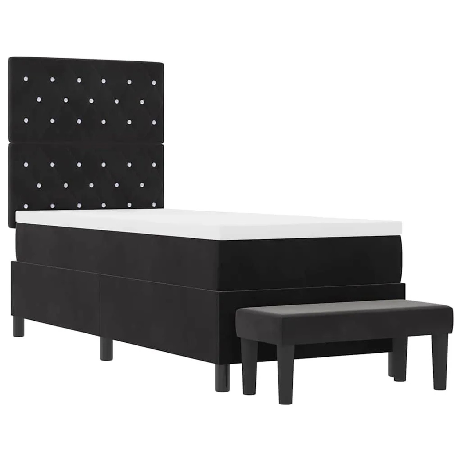 vidaXL Boxspringbett mit Matratze Schwarz 80 x 200 cm Samt 3344410