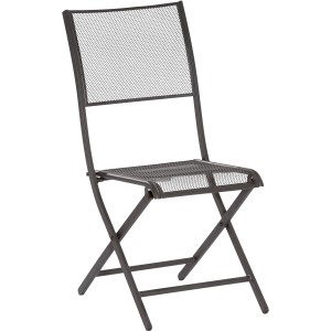 Gartenklappstuhl Samos Graphit, 2er Set, aus pulverbeschichtetem Metallgeflecht.