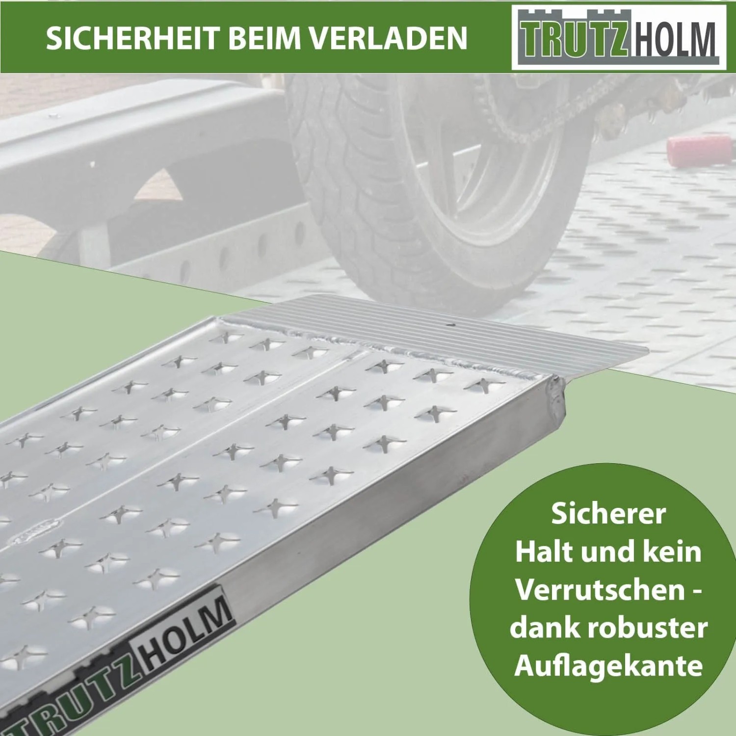 TRUTZHOLM Auffahrrampe aus Aluminium, 100x28 cm, Tragkraft 270kg, mit rutschfester Oberfläche.