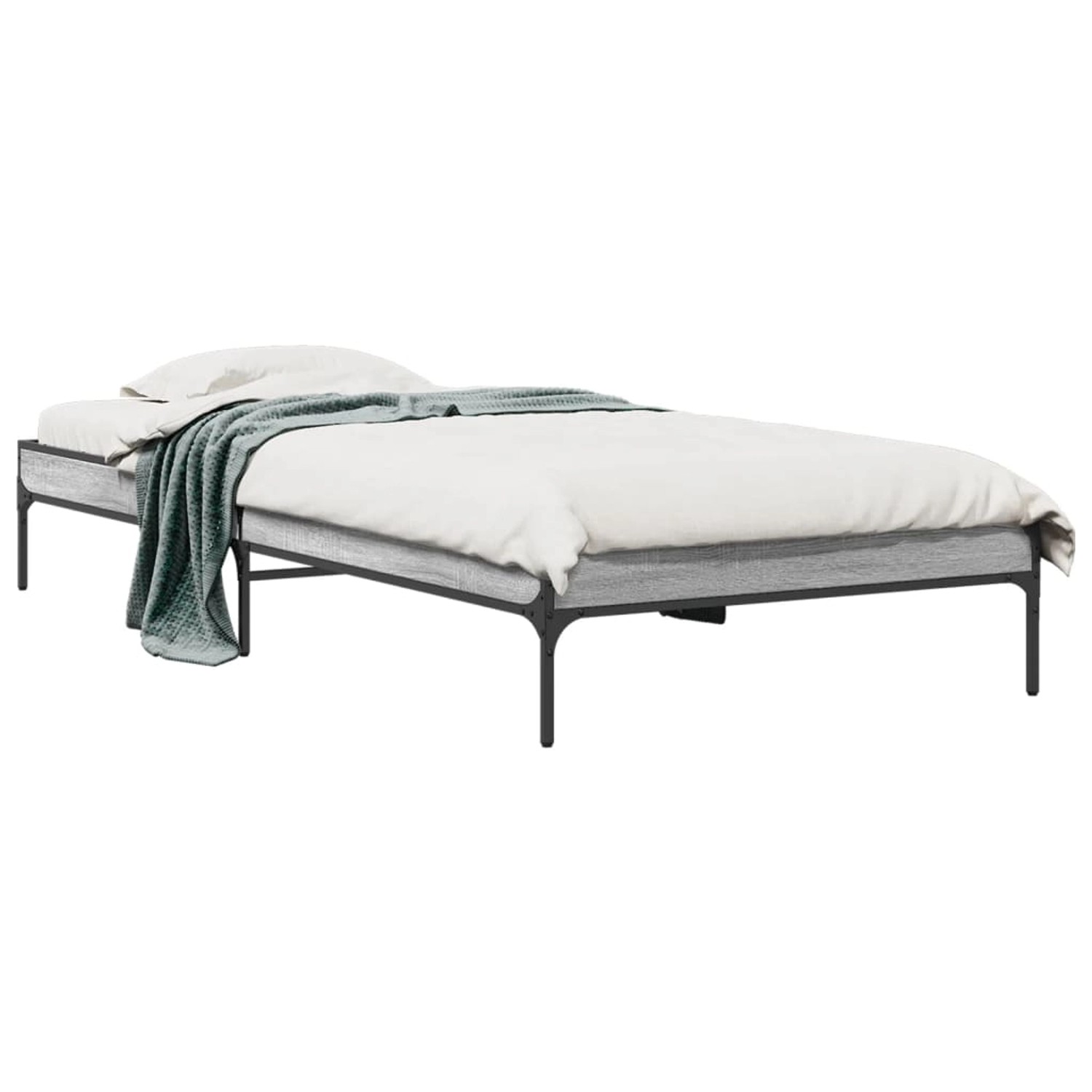 vidaXL Bettgestell Grau Sonoma 90x190 cm Holzwerkstoff und Metall 845054 günstig online kaufen