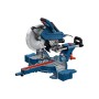 Bosch Professional Kapp- und Gehrungssäge GCM 340-305 D in Blau/Schwarz mit Sägeblatt und LED-Lichtsystem.