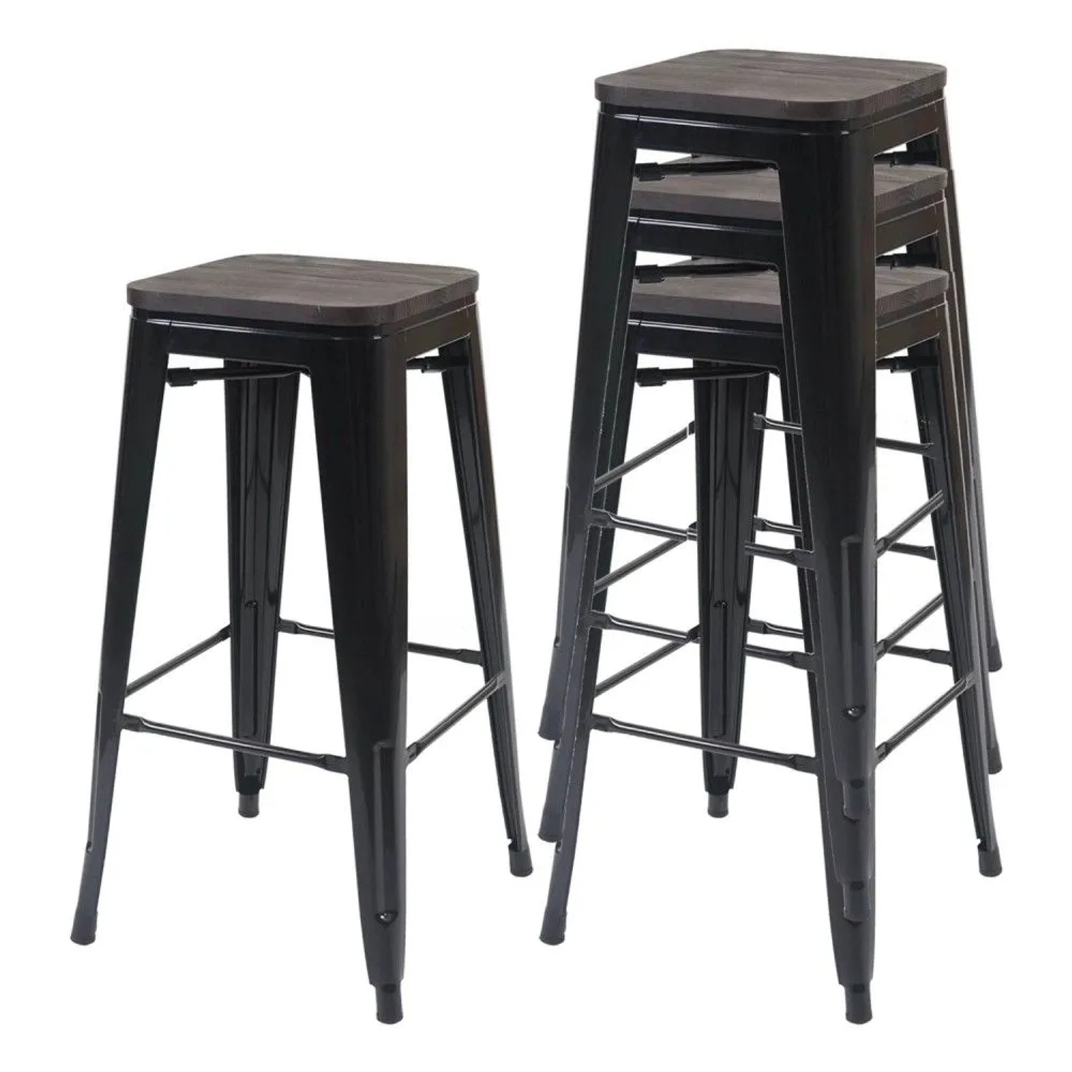 MCW Barhocker A73 4er-Set Schwarz