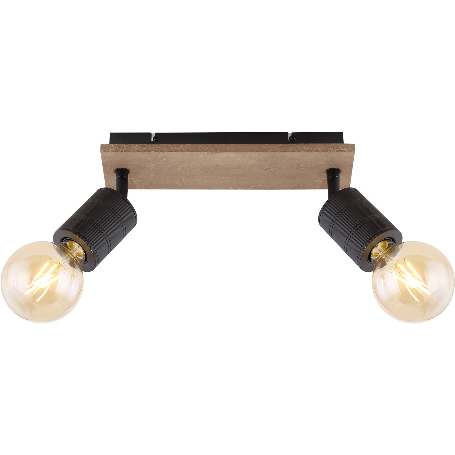 Globo Strahler JOSELLA, 2-flammig, schwarz matt und dunkelbraunes Holz.