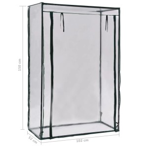 furnicato Tomaten-Gewächshaus, 102x52x150cm, mit transparentem PVC und grünem Stahlrohrrahmen.